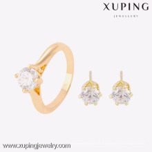 63753- Xuping Stylish 18k boucle d&#39;oreille et bague bijou 2 pièces femmes